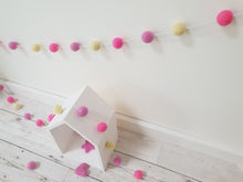 Load image into Gallery viewer, Felt Pom Pom Garland - Pink and yellow