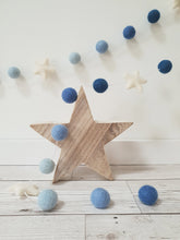 Load image into Gallery viewer, Felt Pom Pom Garland - Balls in Shades of Blue with White star
