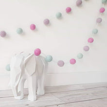 Load image into Gallery viewer, Felt Pom Pom Garland - Pink, Light Purple and Mint