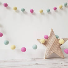 Load image into Gallery viewer, Pink, Yellow and Mint Green Felt Pom Pom Garland