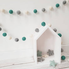 Load image into Gallery viewer, Green, Ivory and Grey Felt Pom Pom Garland