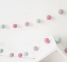 Load image into Gallery viewer, Felt Pom Pom Garland - Pink, Light Purple and Mint