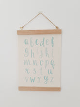Load image into Gallery viewer, Alphabet canvas print with wooden hanger