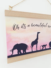 Load image into Gallery viewer, Beautiful world Animal canvas print with wooden wall hanger