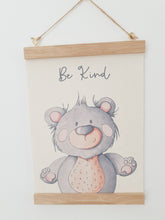 Load image into Gallery viewer, Bear canvas print with wooden wall hanger
