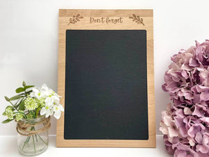 Memo chalk board - Solid oak 'Don't forget' chalk board - Organisation chalk board - Oak Memo board