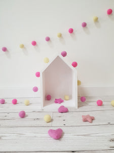 Felt Pom Pom Garland - Pink and yellow