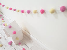 Load image into Gallery viewer, Felt Pom Pom Garland - Pink and yellow