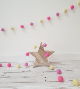 Felt Pom Pom Garland - Pink and yellow