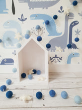 Load image into Gallery viewer, Felt Pom Pom Garland - Balls in Shades of Blue with White star