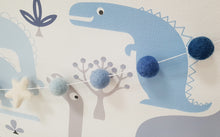 Load image into Gallery viewer, Felt Pom Pom Garland - Balls in Shades of Blue with White star