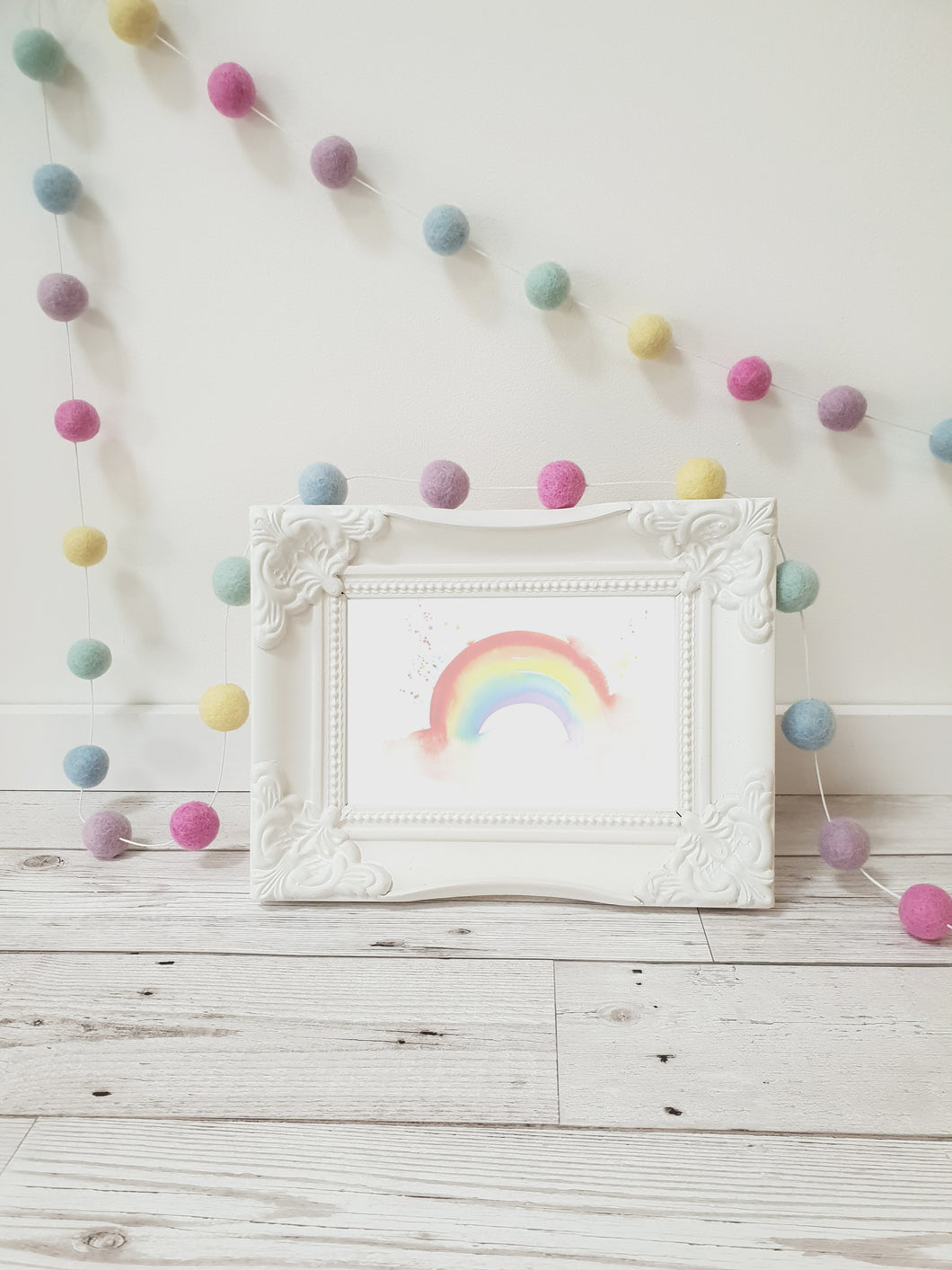 Felt Pom Pom Garland - Pastel Rainbow