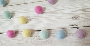 Felt Pom Pom Garland - Pastel Rainbow