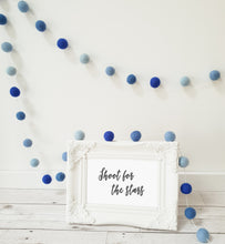 Load image into Gallery viewer, Blue Felt Pom Pom Garland - Mix of Blue shades