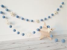 Load image into Gallery viewer, Felt Pom Pom Garland - Blue balls with White star