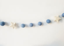 Load image into Gallery viewer, Felt Pom Pom Garland - Blue balls with White star