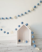 Load image into Gallery viewer, Felt Pom Pom Garland - Blue balls with White star