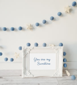 Felt Pom Pom Garland - Blue balls with White star