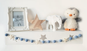 Felt Pom Pom Garland - Blue balls with White star