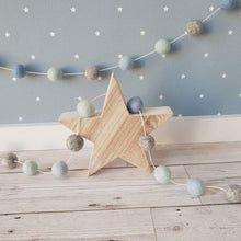 Load image into Gallery viewer, Felt Pom Pom Garland - Mint, Light Blue and Mid Blue