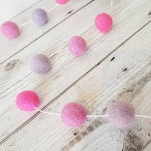 Load image into Gallery viewer, Pink and Purple Felt Pom Pom Garland