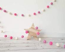 Load image into Gallery viewer, Pink and White Felt Pom Pom Garland