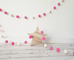 Pink and White Felt Pom Pom Garland