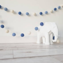 Load image into Gallery viewer, Blue &amp; White Felt Pom Pom Garland