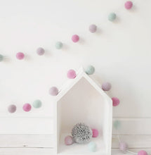 Load image into Gallery viewer, Felt Pom Pom Garland - Pink, Light Purple and Mint