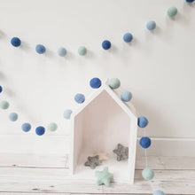 Load image into Gallery viewer, Blue and Mint green Felt Pom Pom Garland