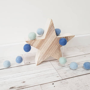 Blue and Mint green Felt Pom Pom Garland