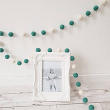 Load image into Gallery viewer, Dark Green &amp; Ivory Felt Pom Pom Garland