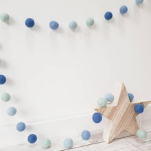 Load image into Gallery viewer, Blue and Mint green Felt Pom Pom Garland