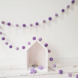 Purple Felt Pom Pom Garland