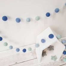 Load image into Gallery viewer, Blue and Mint green Felt Pom Pom Garland