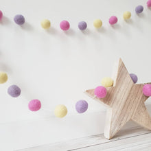 Load image into Gallery viewer, Pink, Purple and Yellow Felt Pom Pom Garland