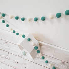 Load image into Gallery viewer, Dark Green &amp; Ivory Felt Pom Pom Garland