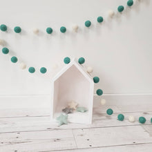 Load image into Gallery viewer, Dark Green &amp; Ivory Felt Pom Pom Garland