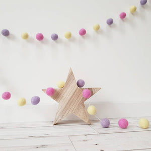Pink, Purple and Yellow Felt Pom Pom Garland