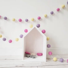 Load image into Gallery viewer, Pink, Purple and Yellow Felt Pom Pom Garland
