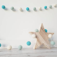 Load image into Gallery viewer, Green &amp; White Felt Pom Pom Garland