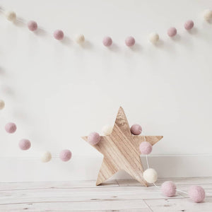 Light Pink and Ivory Felt Pom Pom Garland