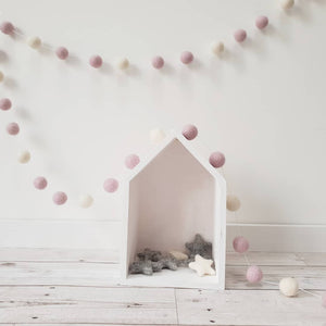 Light Pink and Ivory Felt Pom Pom Garland