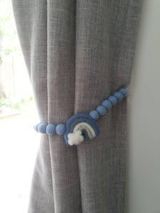 Blue Felt Rainbow curtain tieback