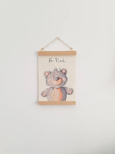 Load image into Gallery viewer, Bear canvas print with wooden wall hanger