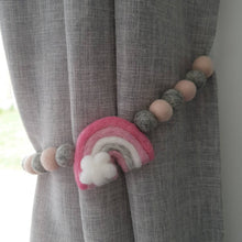 Load image into Gallery viewer, Custom Felt Rainbow curtain tieback - Choose your own colours - Rainbow Nursery accessory - Childrens Bedroom Accessories