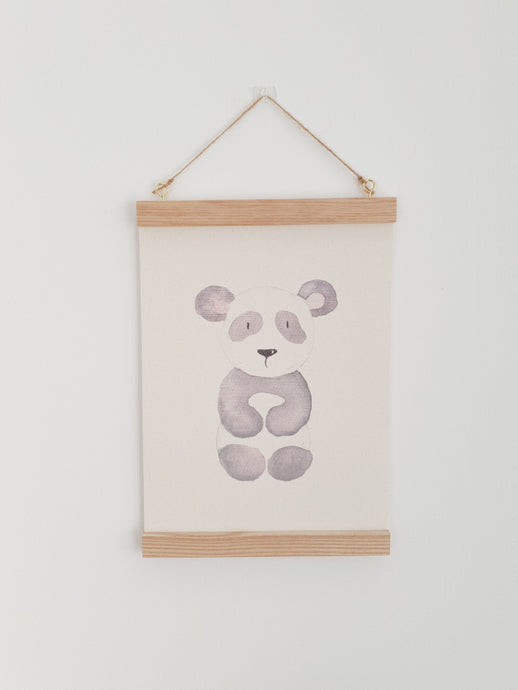 Panda canvas Print with Wooden hanger
