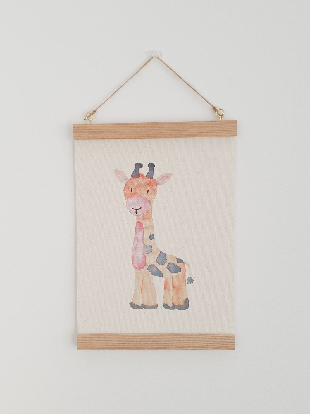 Giraffe canvas Print with Wooden hanger