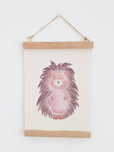 Load image into Gallery viewer, Watercolour Hedgehog canvas Print with Wooden hanger