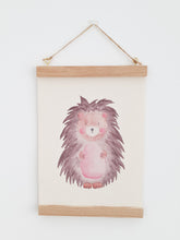 Load image into Gallery viewer, Watercolour Hedgehog canvas Print with Wooden hanger